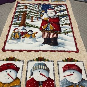 Holiday Santa & Snowmen Moda Fabrics Panel- Red, White,